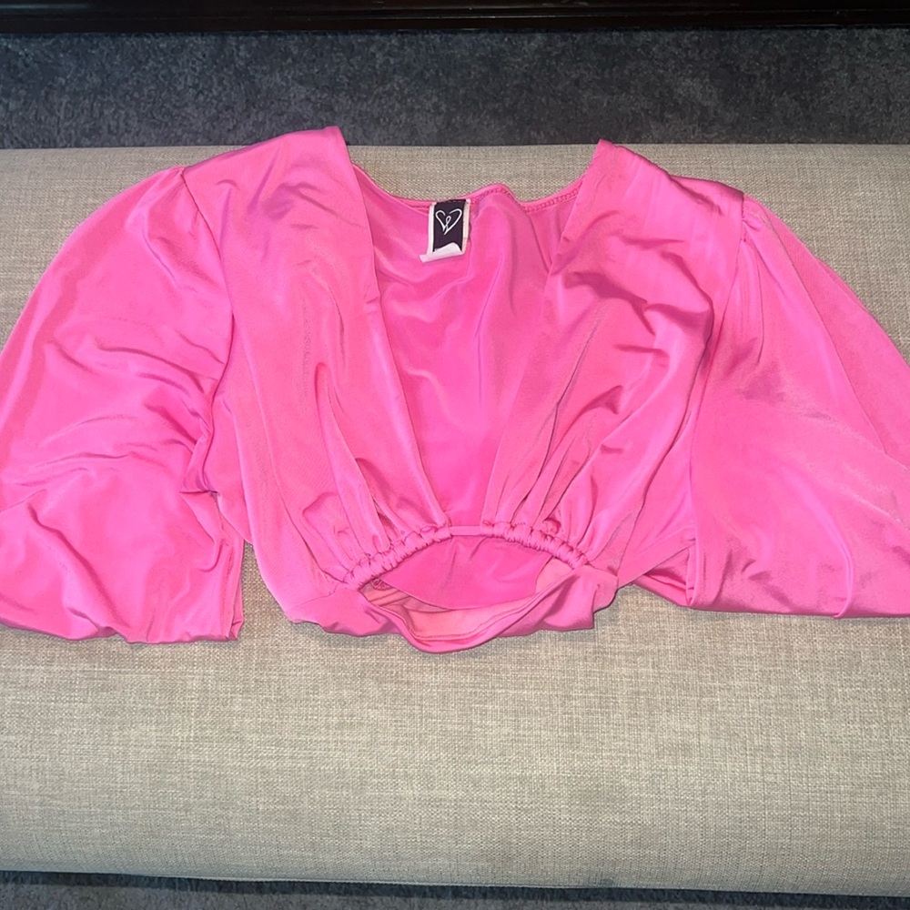 Windsor pink long sleeve crop top with tie